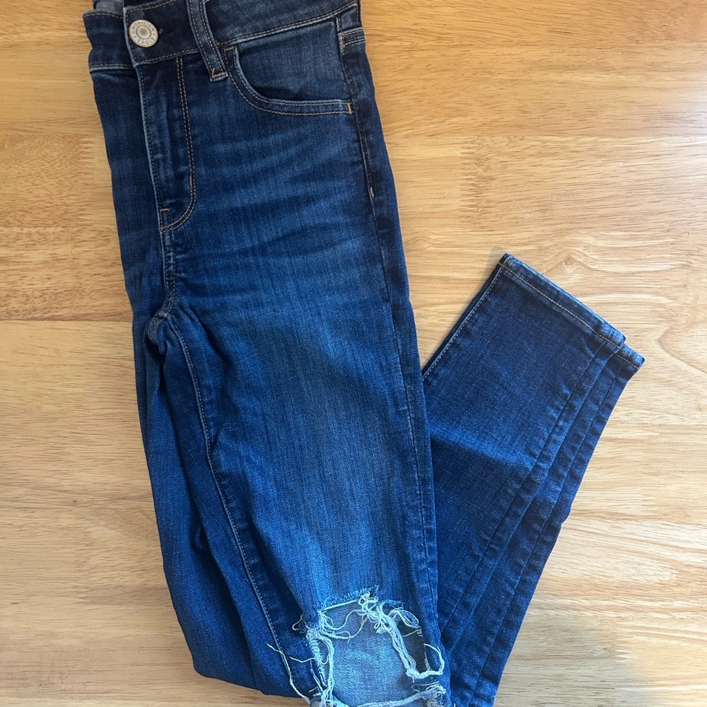 American Eagle Women's Distressed Denim High Rise Jegging Jeans